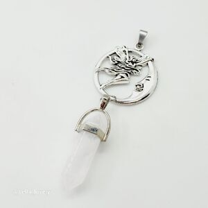 White Quartz Gemstone Moon Goddess Pendant Reiki Healing Amulet Fairy